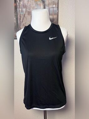 Nike Black Women's Athletic Dri-FIT Tank with White Swoosh